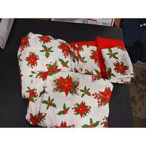 Sleeping Partners International Queen Size Poinsette Christmas Holiday Sheet Set